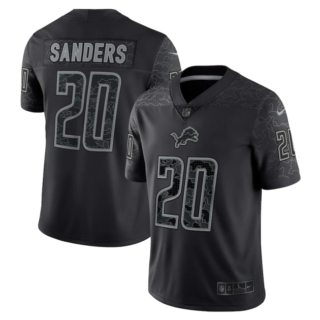 mens nike barry sanders black detroit lions retired player rflctv limited jersey